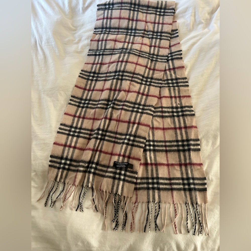 Burberry Beige and Black Plaid Scarf